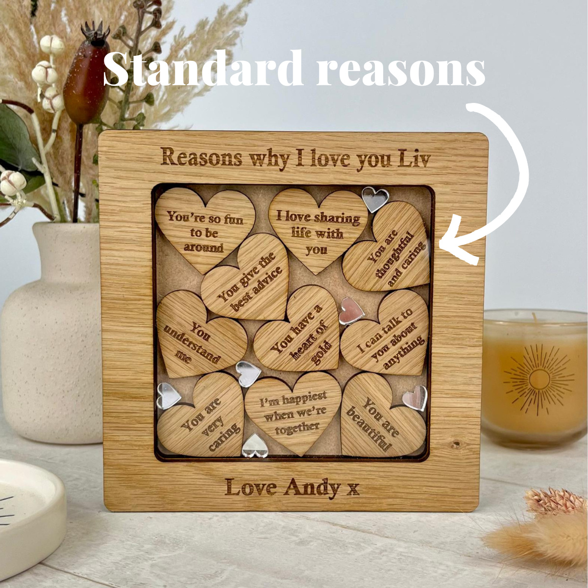 Heart Shaped 'Reasons Why I Love You' Custom Frame