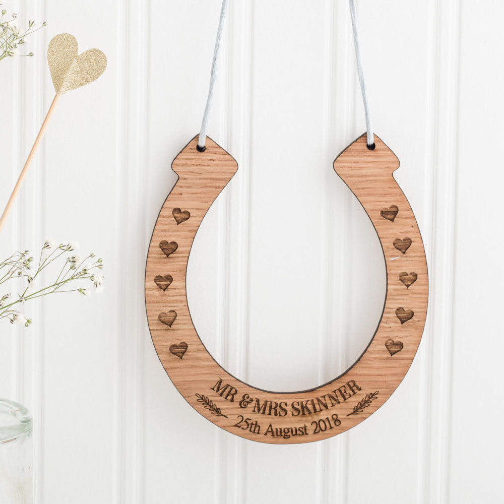 Personalised Wedding Wooden Horseshoe Gift