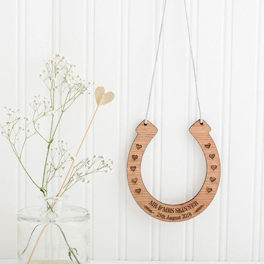 Personalised Wedding Wooden Horseshoe Gift