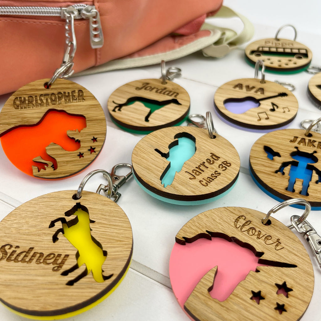 Colouful Name Keyrings for Children going back to school - The Bespoke Workshop