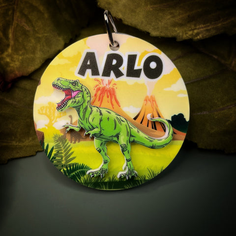 Childrens Personalised Bag Tag - Dinosaur Design