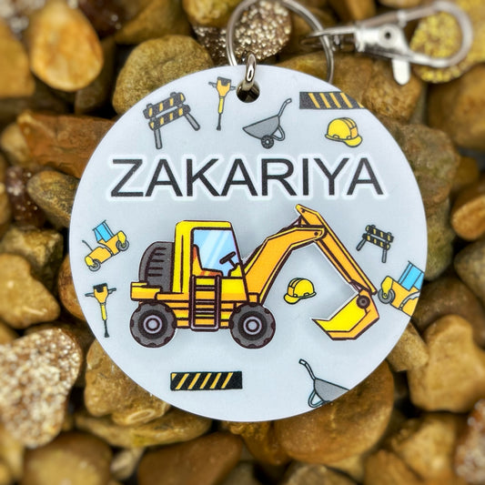 Childrens Personalised Bag Tag - Digger Design