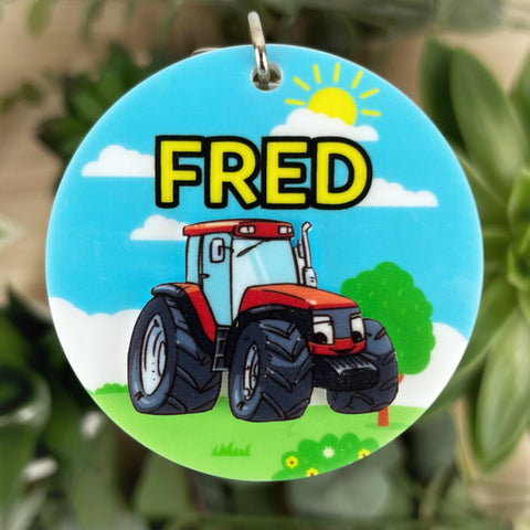Childrens Personalised Bag Tag - Tractor Design