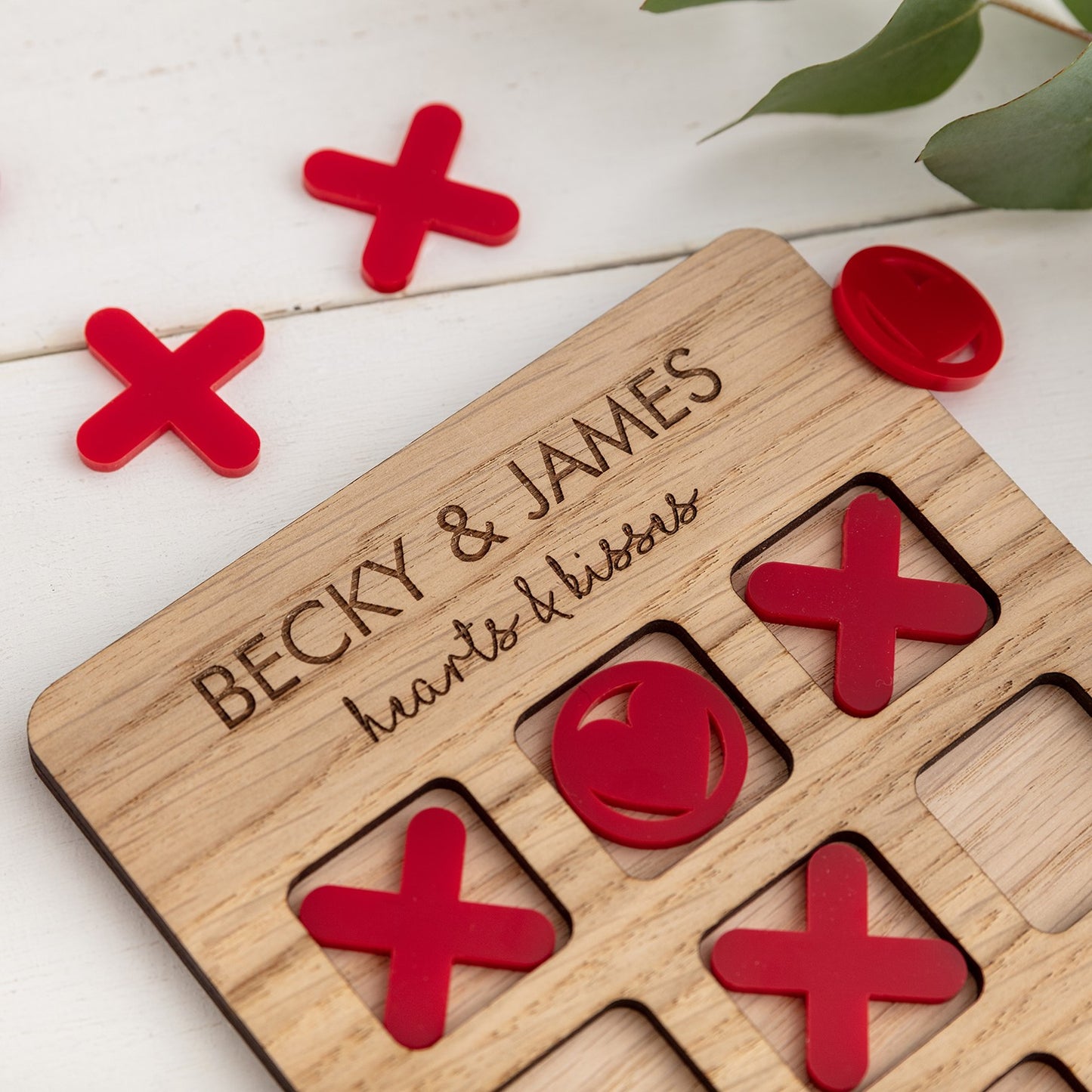 Hearts & Kisses, Tic Tac Toe - Couples Personalised Game