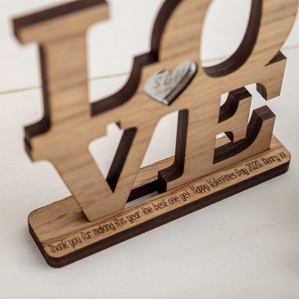 Freestanding Personalised LOVE - Available in wood or acrylic
