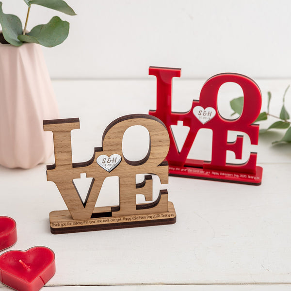 Freestanding Personalised LOVE - Available in wood or acrylic