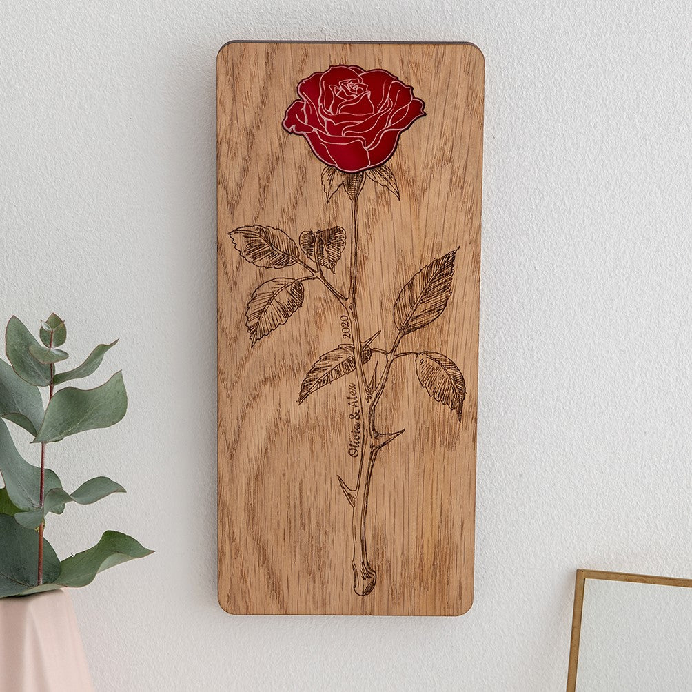 Detailed Rose - Personalised Multimedia Hanging Plaque