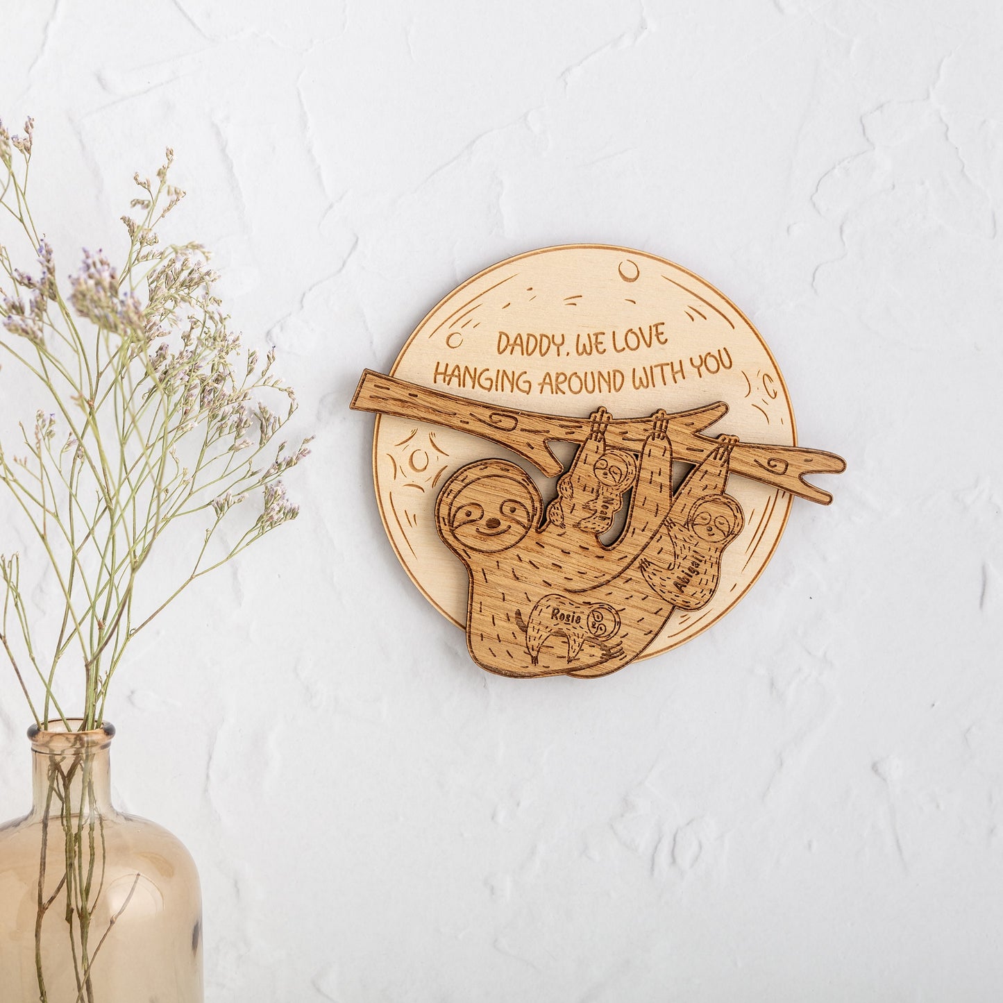 Sloth Wall Plaque with Personalised Children