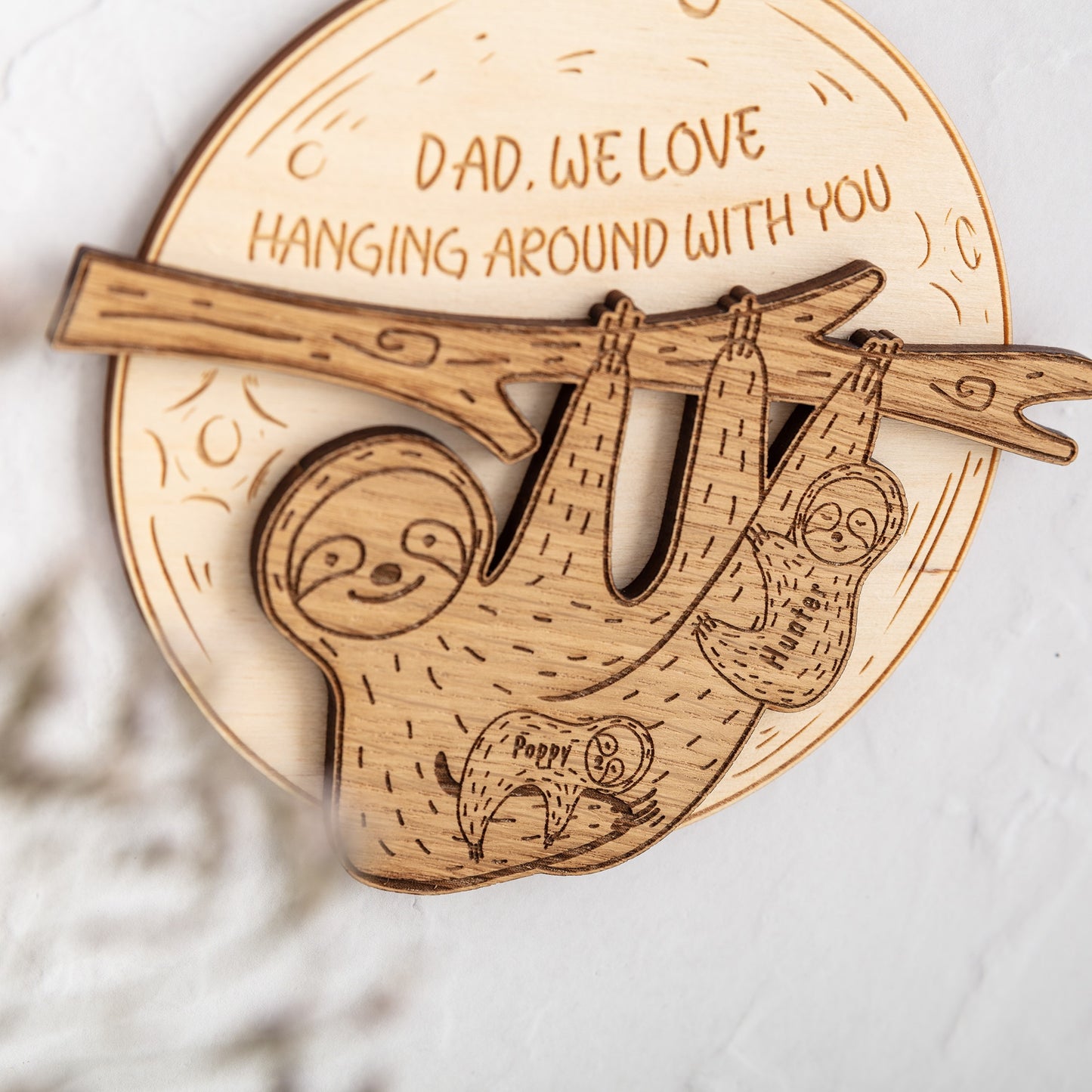 Sloth Wall Plaque with Personalised Children