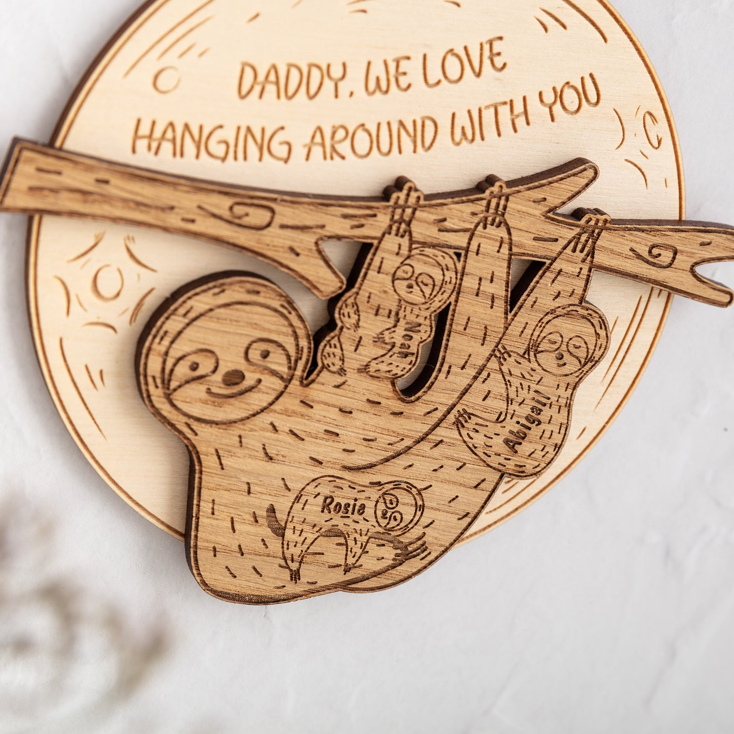 Sloth Wall Plaque with Personalised Children