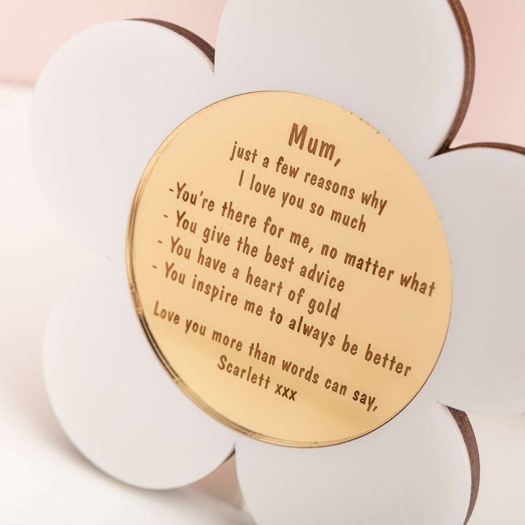 Personalised Reasons Why I Love You White & Gold Daisy Frame