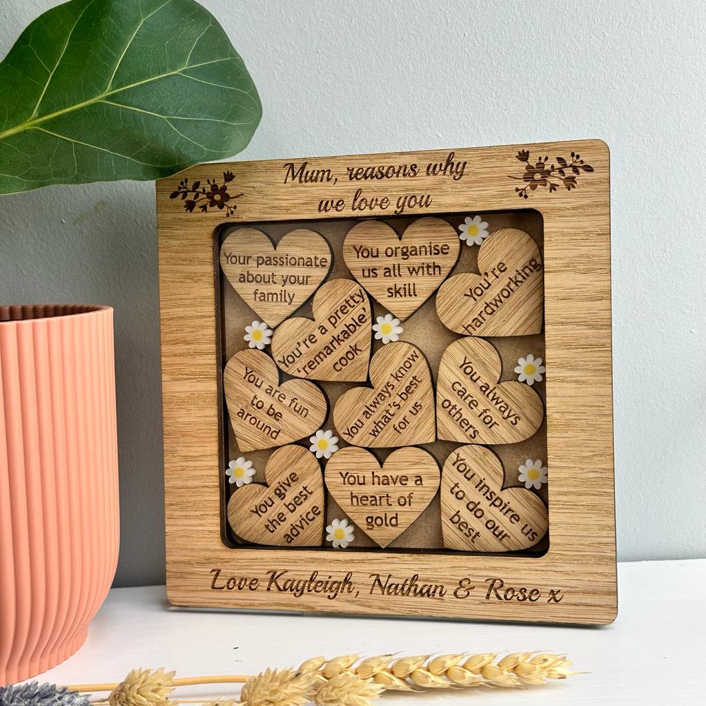 Personalised 'Reasons Why I Love You' Heart Frame with Daisies