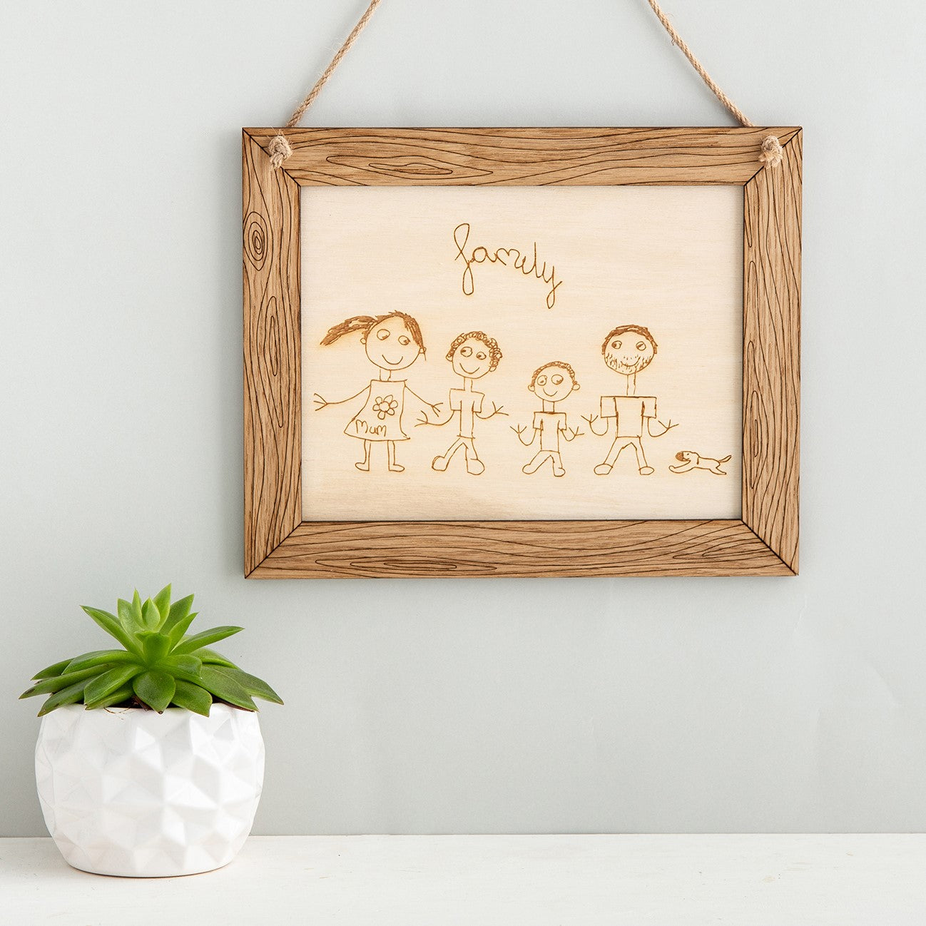 Engraved Childs Drawing with a frame - The Bespoke Workshop