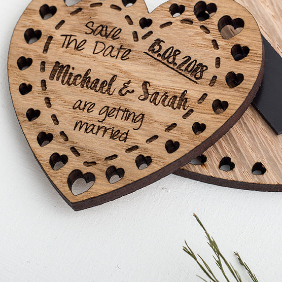 Wooden Heart Save the Date Magnets