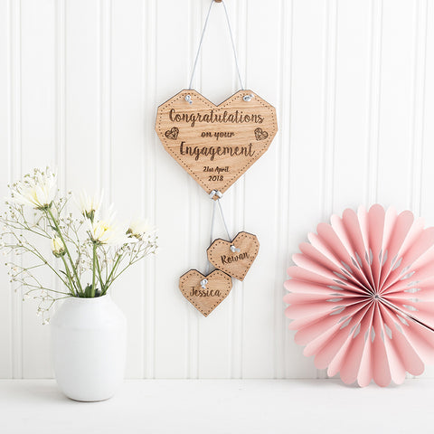 Personalised Wedding Gift - Hanging Wooden Heart- The Bespoke Workshop