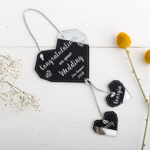 Personalised Wedding Gift - Hanging Silver Heart -The Bespoke Workshop