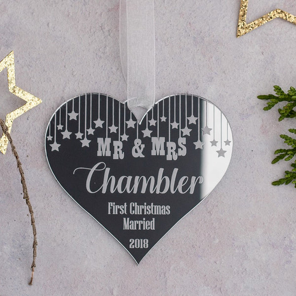 Decorative Heart First Christmas Married Decoration - Wood or Mirror