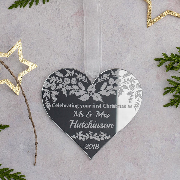 Detailed First Christmas Married Decoration - Wood or Mirror