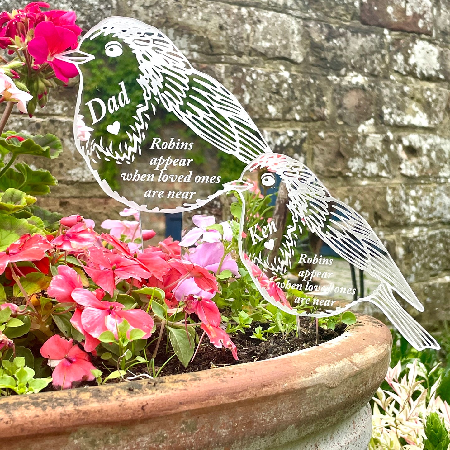 Robins Appear When Loved Ones Are Near - Silver Mirrored Decoration - Ground