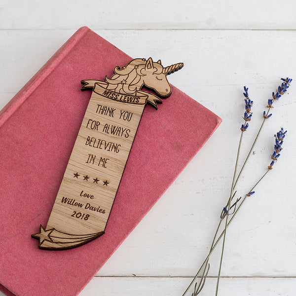 Personalised Wooden Unicorn Bookmark - The Bespoke Workshop