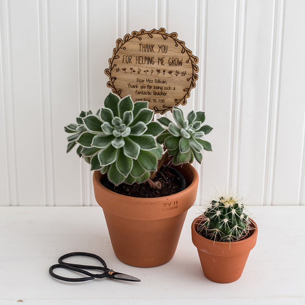 Wooden Pot Plant Sign - Personalised with your own wording - Teacher Appreciation Gift