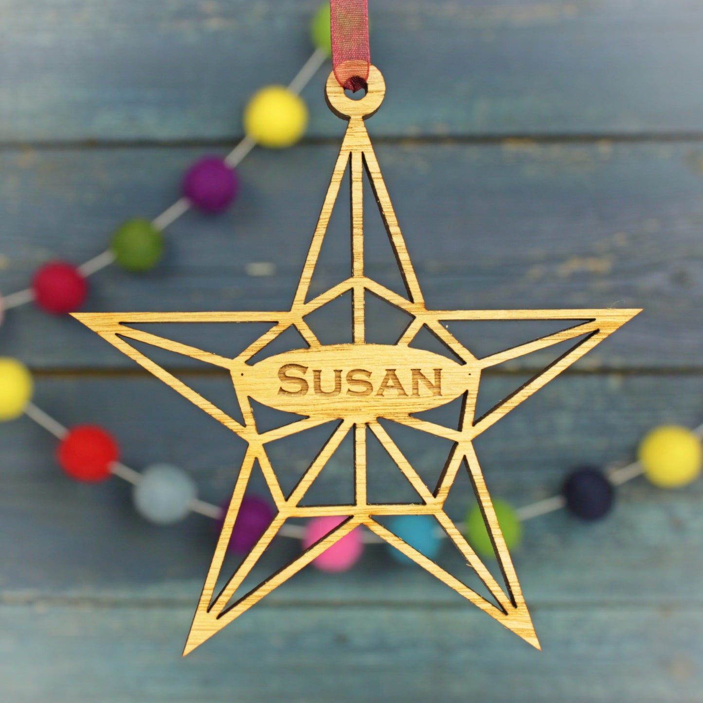 Geometric Star Modern Personalised Christmas Decoration