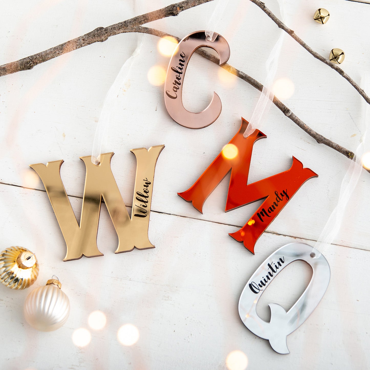 Chunky Coloured Mirrored Personalised Initials - Hanging Alphabet Decoration