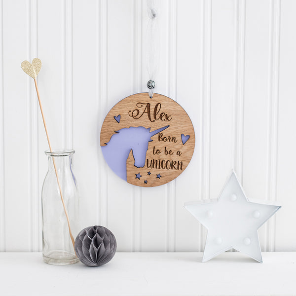 Unicorn Hanging Wall Plaque - Personalised by engraving your own text