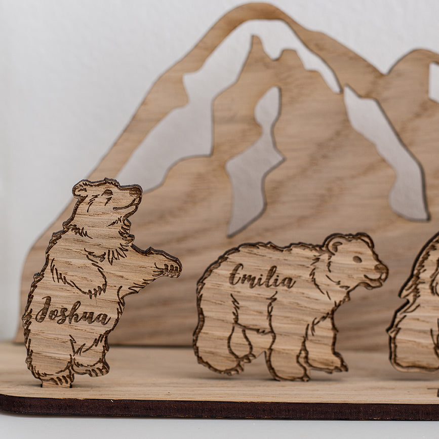 Family of Wooden Personalised Bears - Available in different family sizes