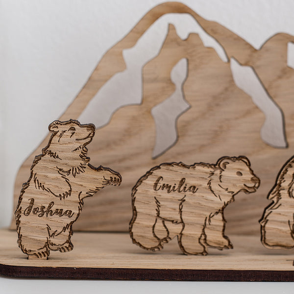 Family of Wooden Personalised Bears - Available in different family sizes