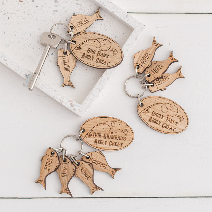 Fish Keyring Reely great fishing keyring with charms – The Bespoke Workshop