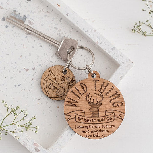 Wild Thing Personalised Keyring & Charm Set - Antler Design