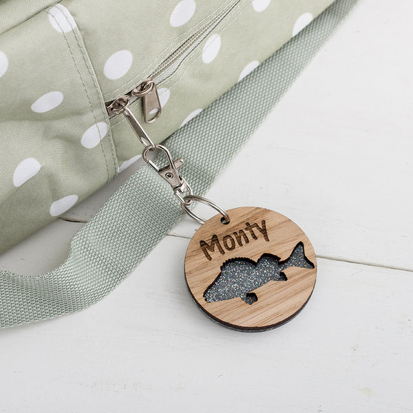 Colouful Name fish Keyring for Children going back to school, Personalised with an engraved name - The Bespoke Workshop