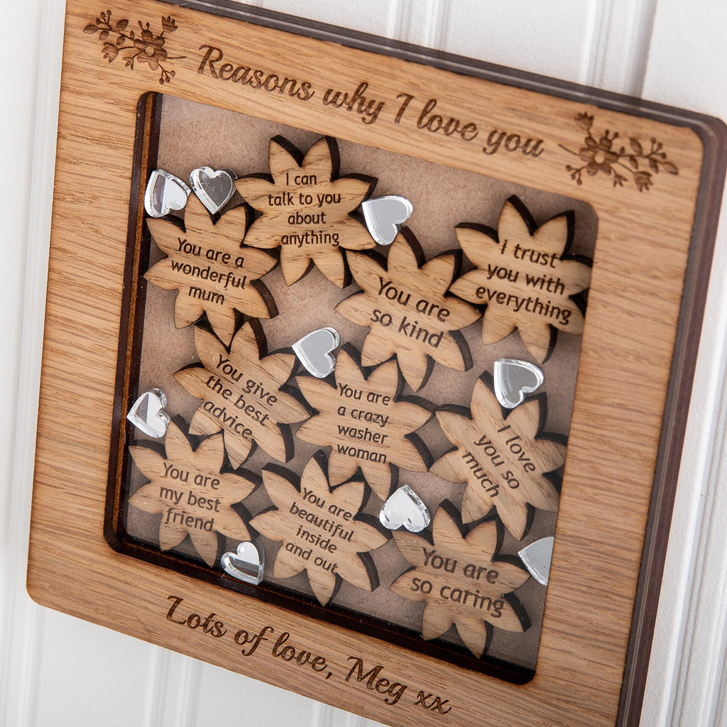 Personalised Frame, Flower Shaped Reasons Why You Love Someone - The Bespoke Workshop