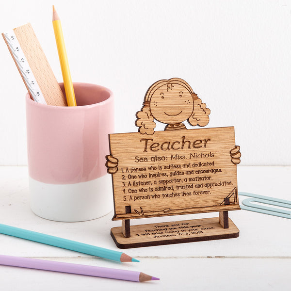 Definitiation of a Teacher, Personalised Role, Name & Message, End of Year Teacher Gift