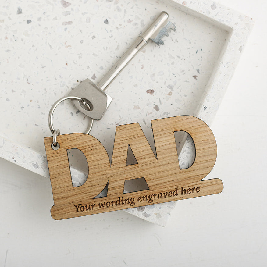 DAD Wooden Keyring engraved with your own message