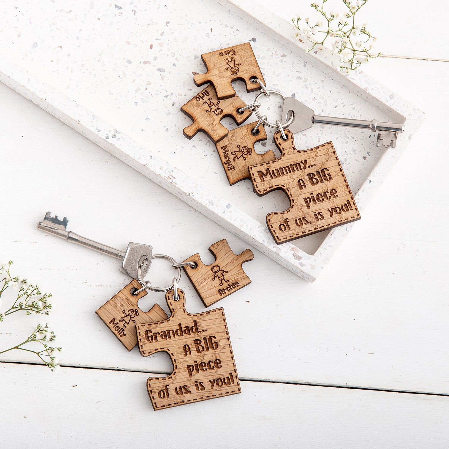 Personalised Puzzle Family Keyring - The Bespoke Workshop