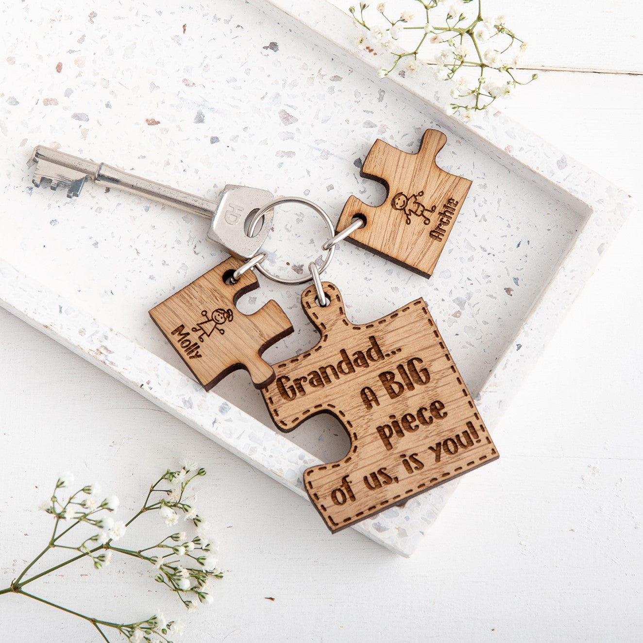 Personalised Puzzle Keyring for Grandad - The Bespoke Workshop