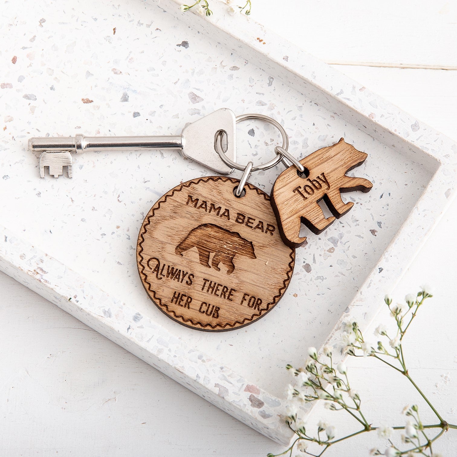 Personalised Mama Bear & Cub Keyring - The Bespoke Workshop