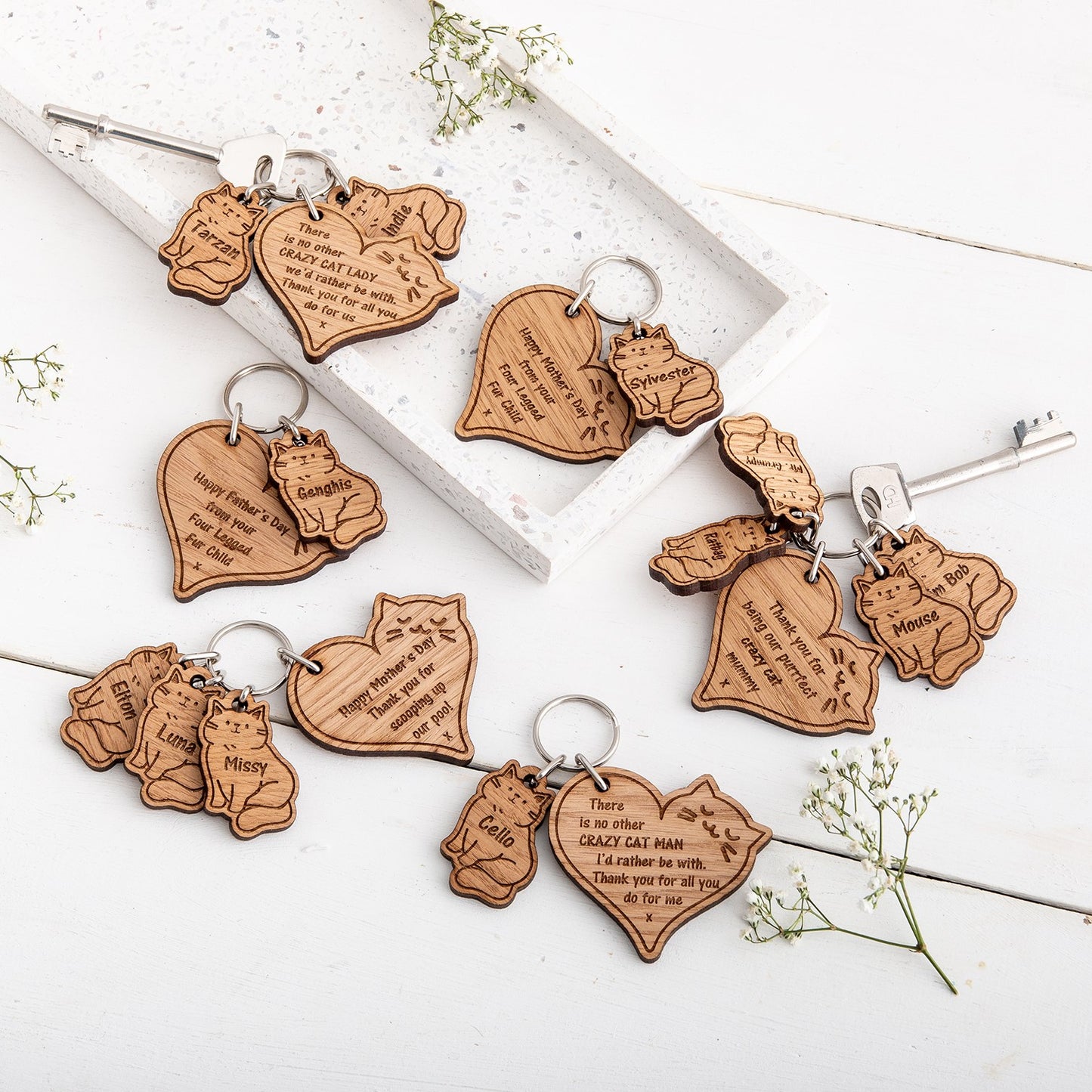 Cat Keyring Set for Pet Owners - The Bespoke Workshop