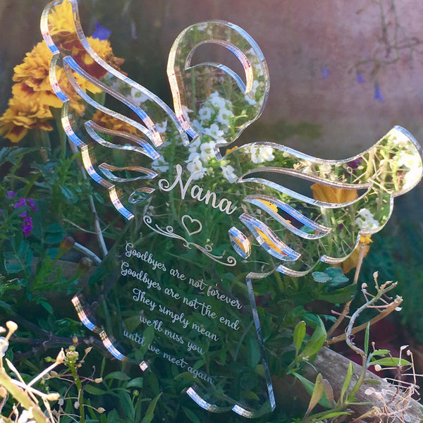 Angel Remembrance Garden Decoration - Silver Mirrored - Ground