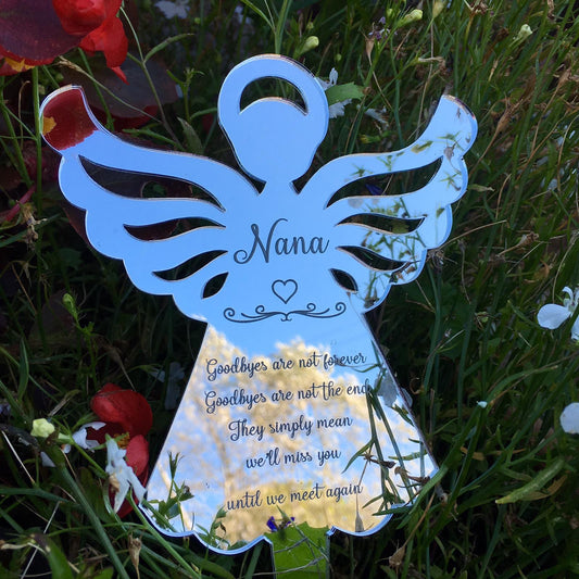 Angel Remembrance Garden Decoration - Silver Mirrored - Ground