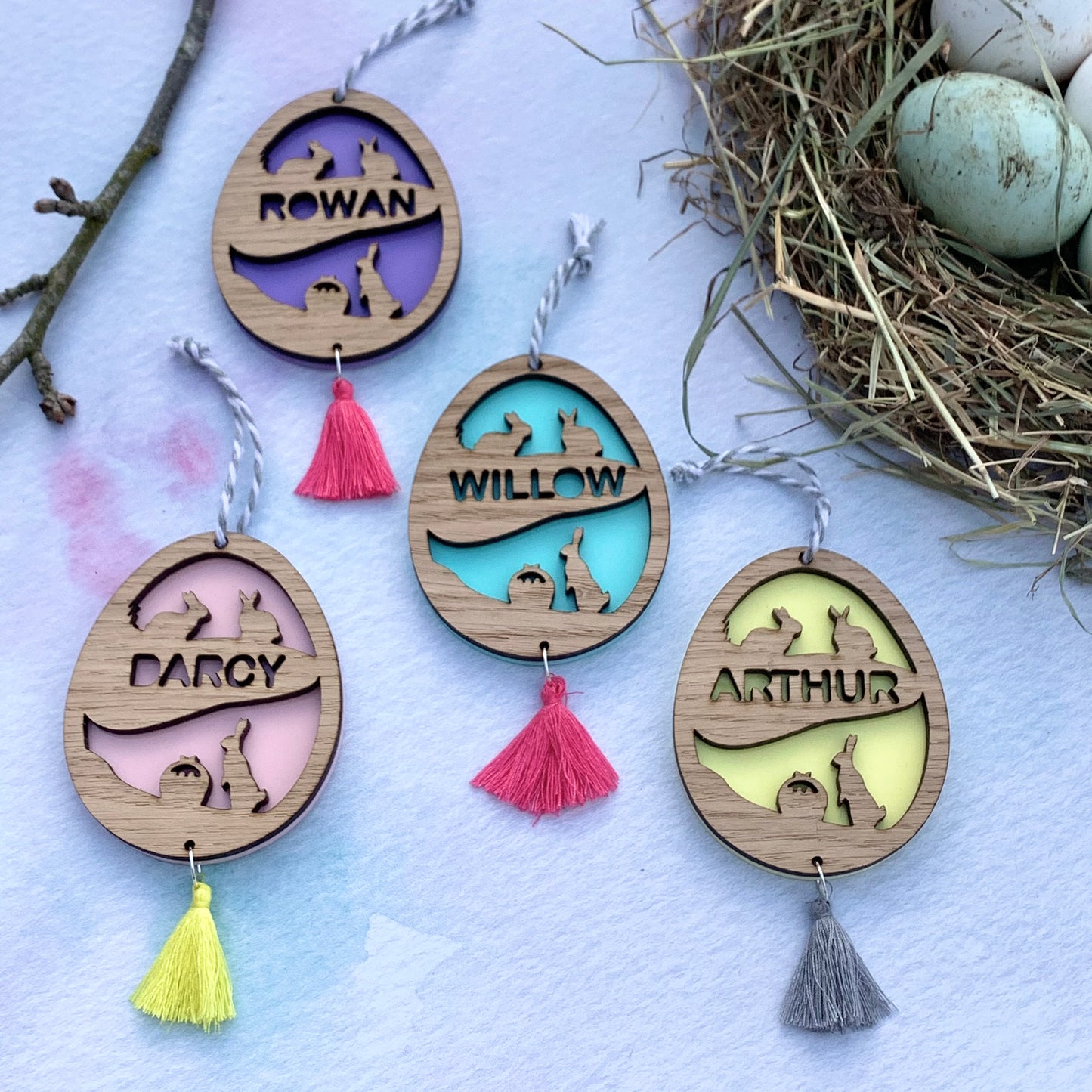 Lasercut Decorative Personalised Hanging Easter Egg