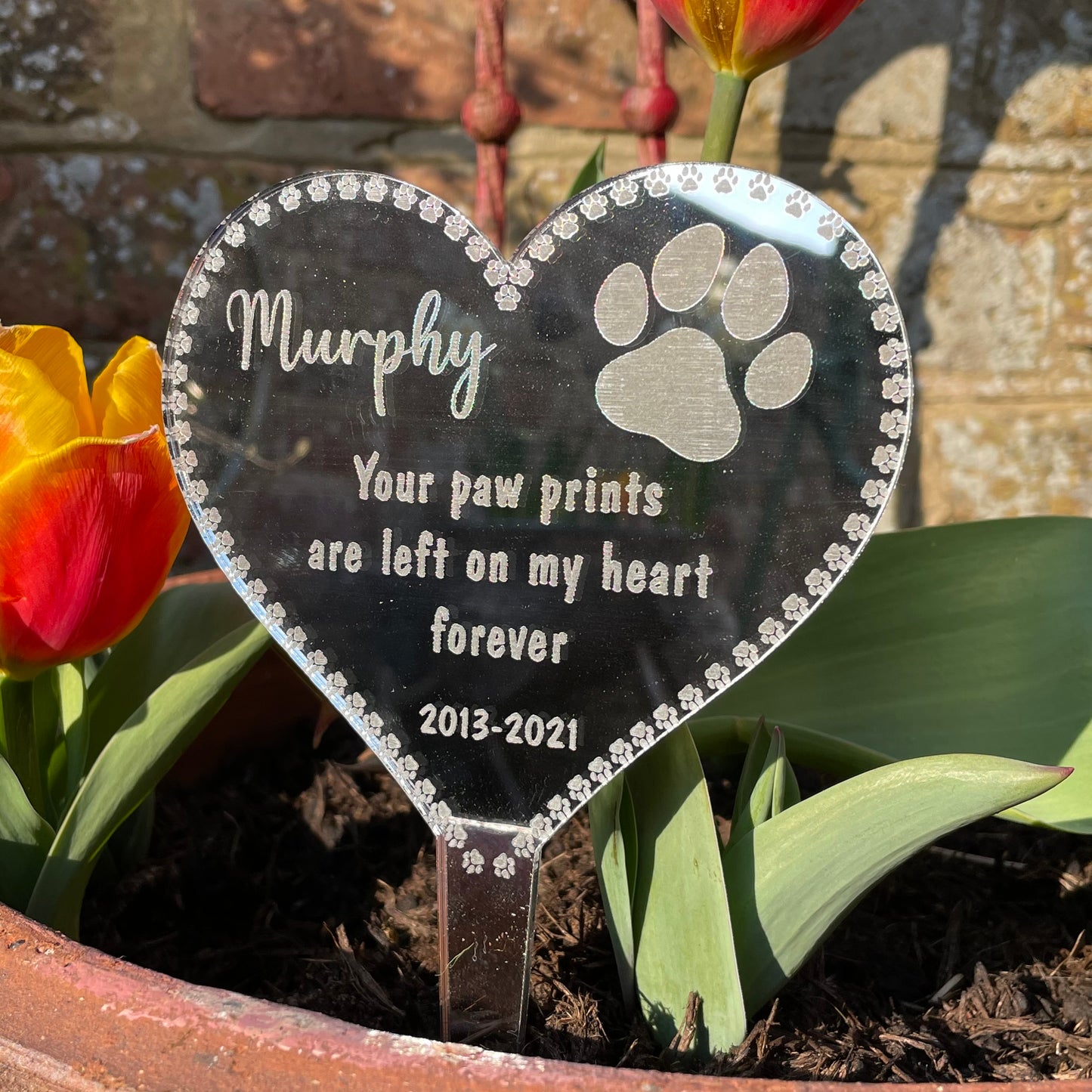 Heart Shaped Pet Remembrance Decoration with Stake