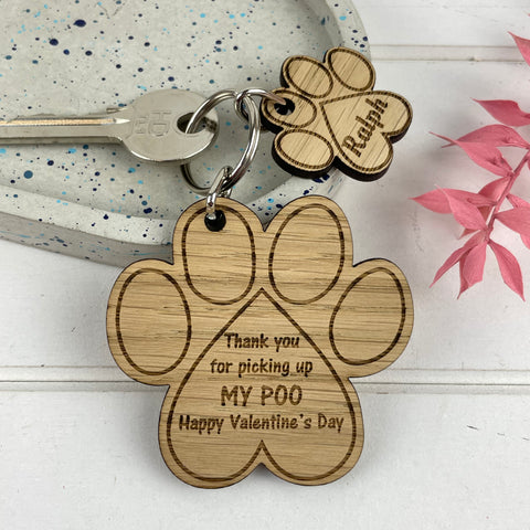 Valentines Gift from your pet - Paw keyring engraved with your own wording