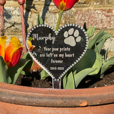 Heart Shaped Pet Remembrance Decoration with Stake