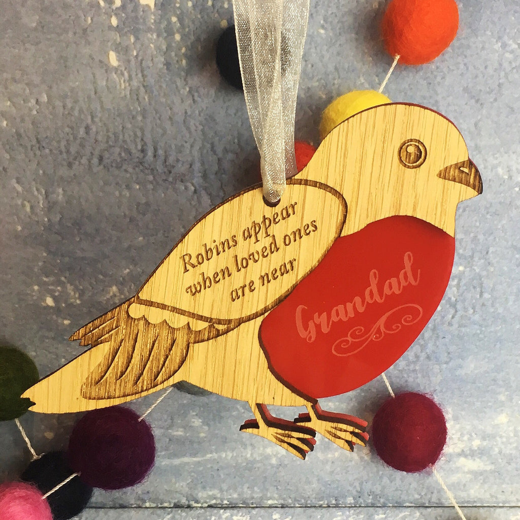 Robins Appear When Loved Ones Are Near - Personalised Hanging Decoration