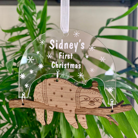 Personalised Sloth Christmas Decoration