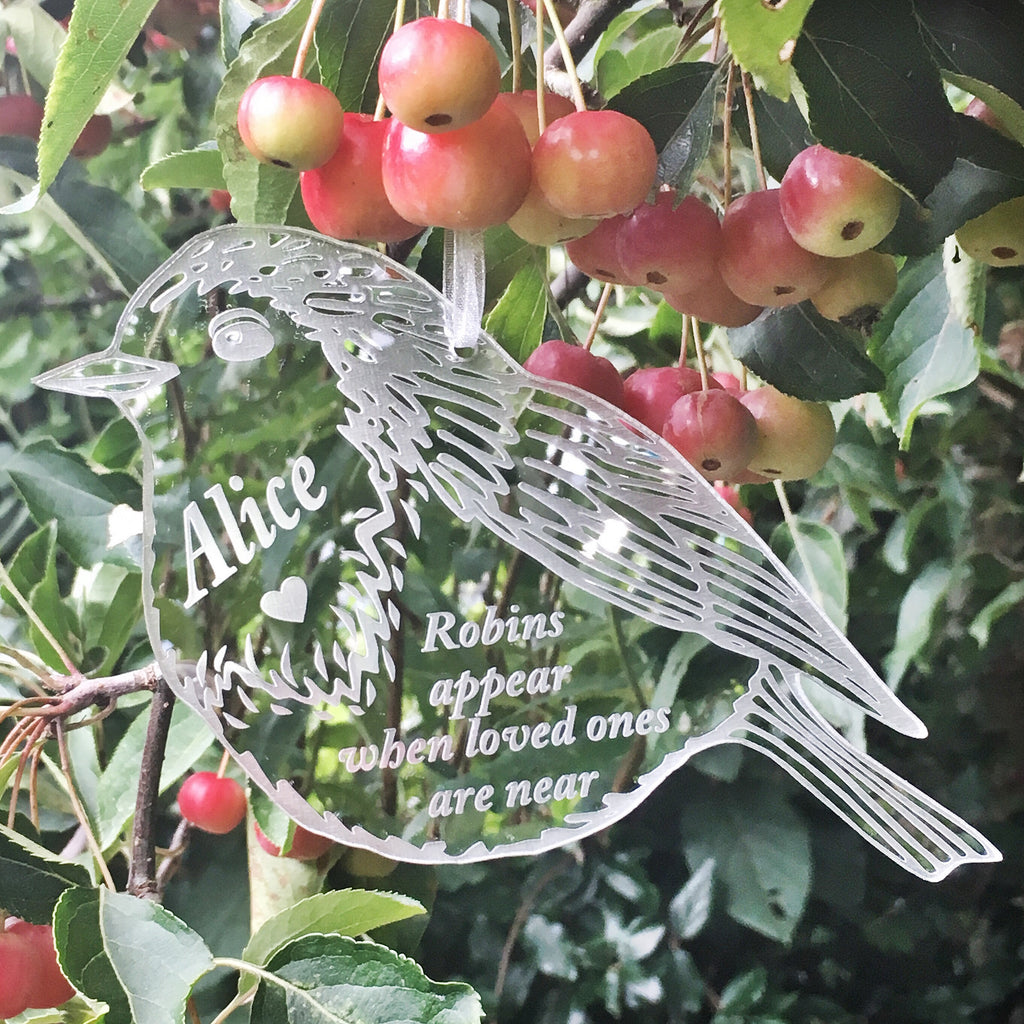 Hanging 'Robins Appear When Loved Ones Are Near' - Silver Mirrored Hanging Decoration