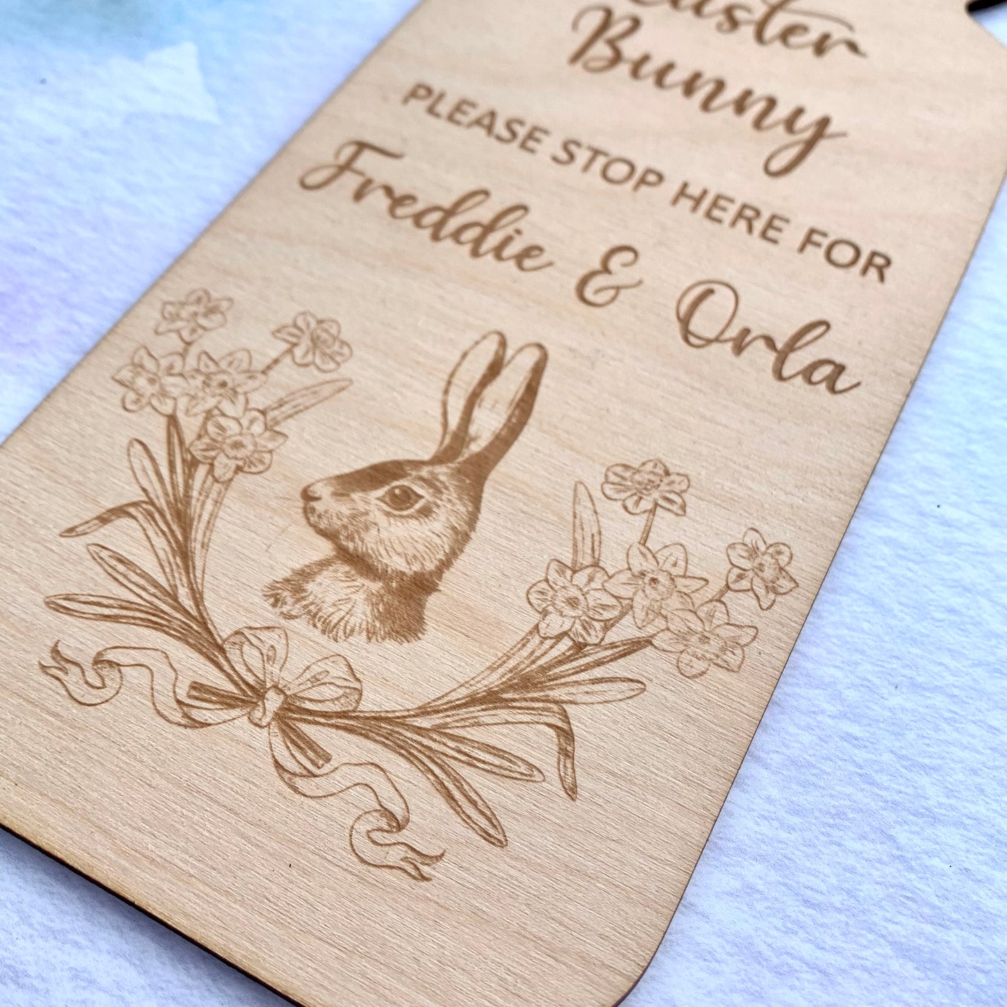 Easter Bunny Please Stop Here Personalised Door Sign